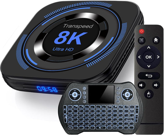 Transpeed 12.0 Android TV Box: 8K Support & Backlit Keyboard