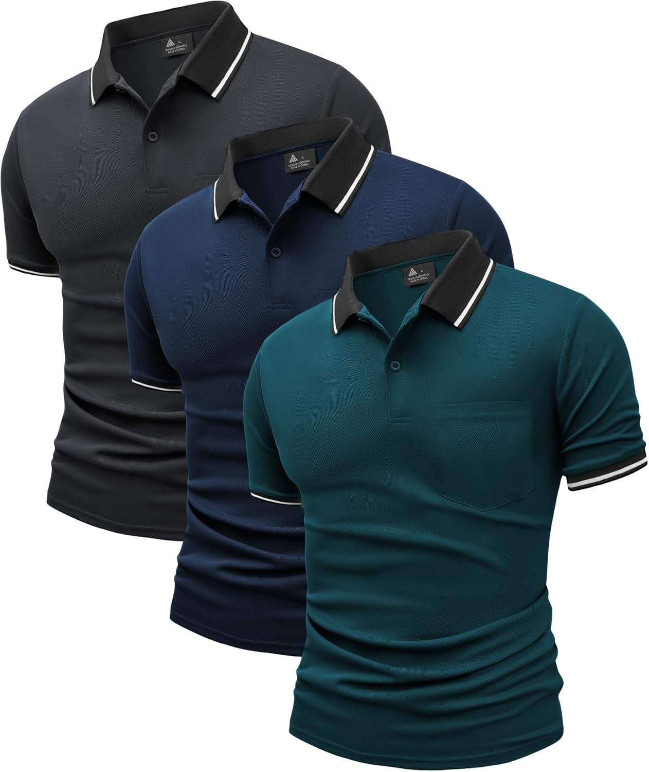 ZITY 3 Pack Men Polo Shirts Short Sleeve for Casual Athletic Wear
