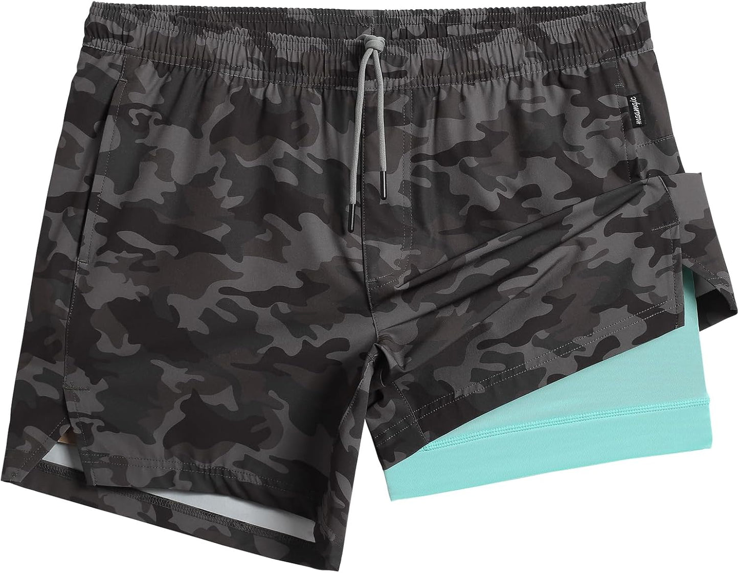 maamgic Mens 5in Gym Running Shorts - 2 in 1 Quick Dry Workout