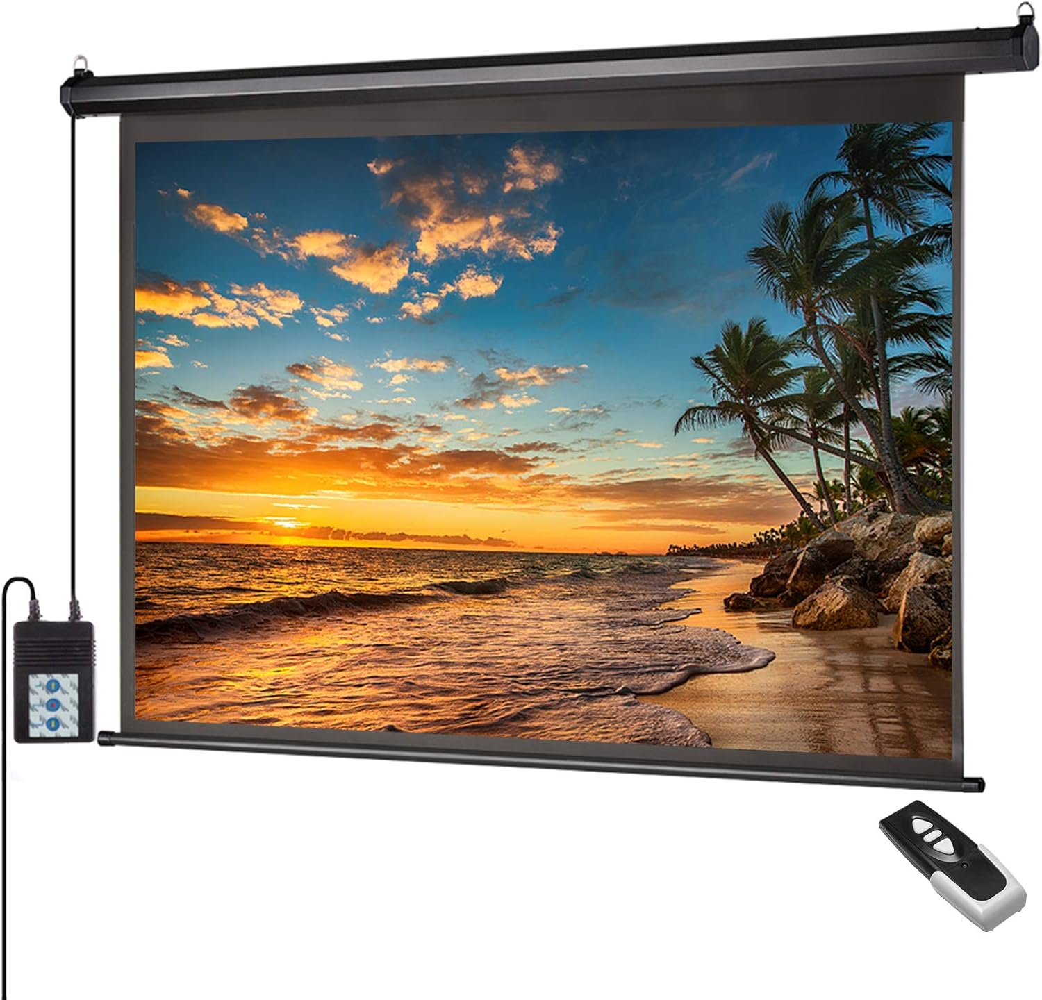 100 Motorized Projector Screen - HD Diagonal - Remote Control ~ 35