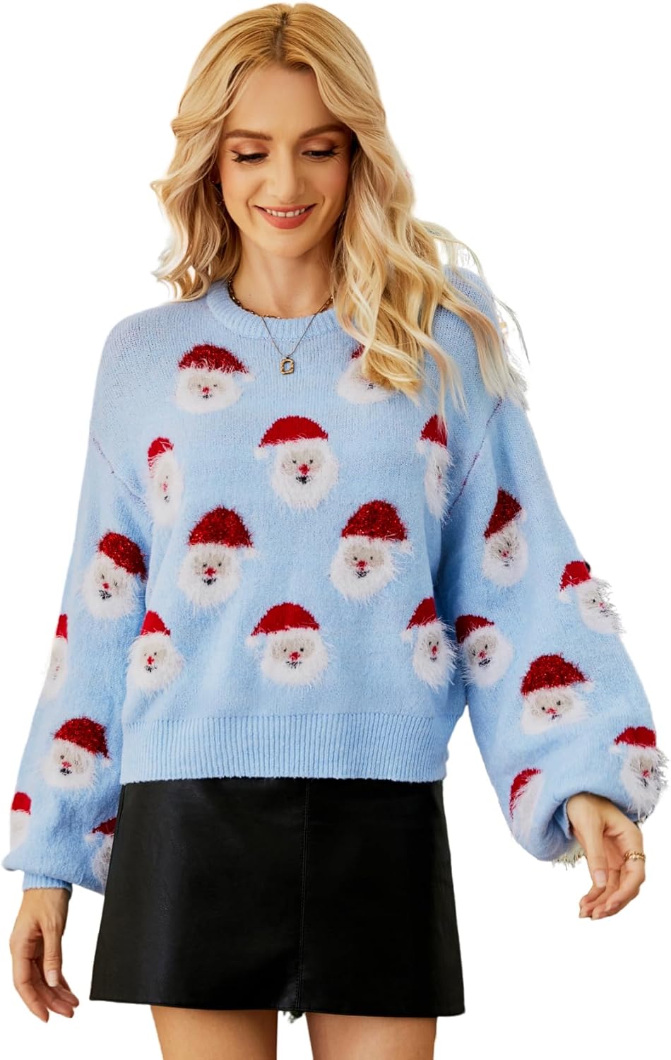 Funny Santa Ugly Christmas Sweater for Women Holiday Party