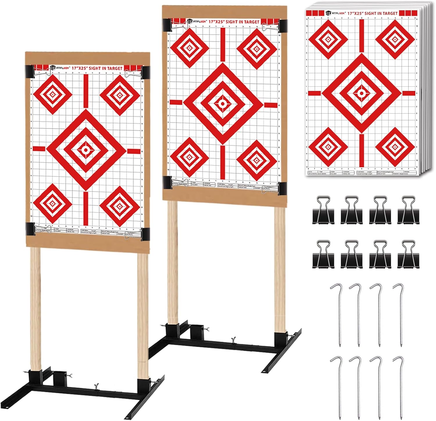 Atflbox Shooting Target Stand Set with Adjustable Base and Targets