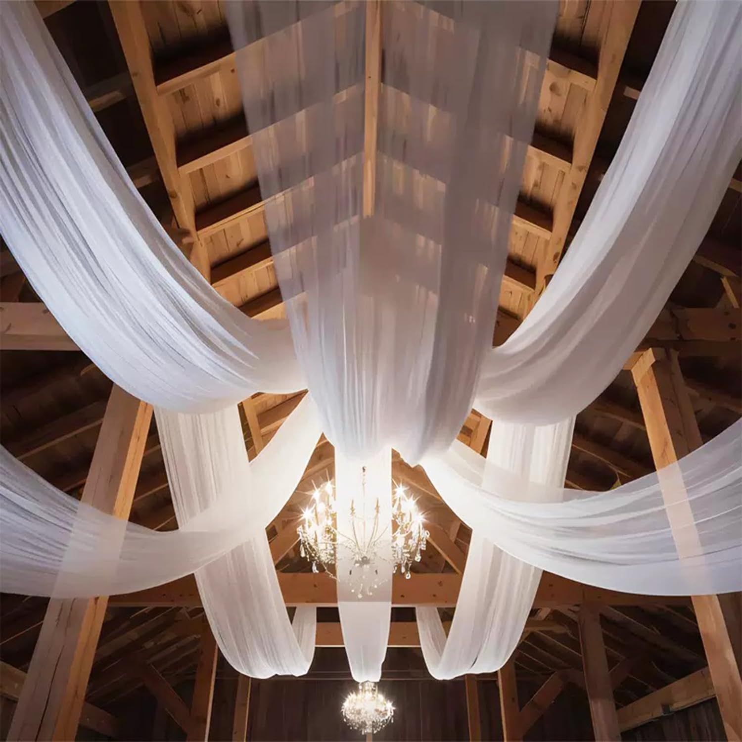 White Ceilings Curtain Drapery Fabric for Wedding and Parties