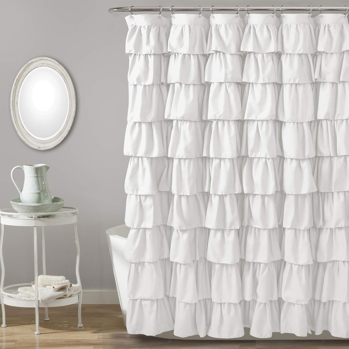 Floral Ruffle Shower Curtain | Vintage Chic Farmhouse Design