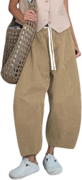 Barrel Jeans Women Cropped Cotton Wide Leg Pants - Comfortable
