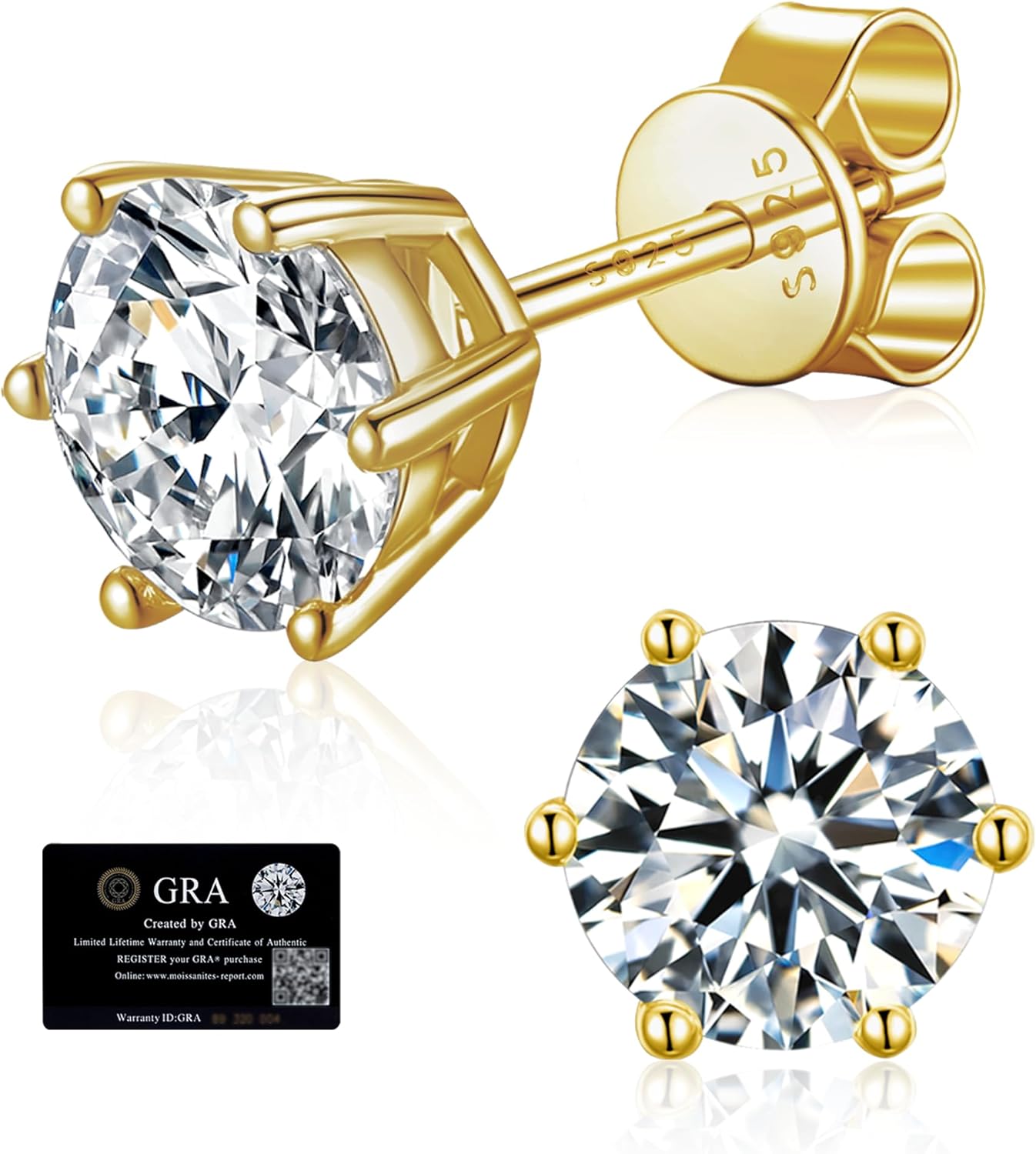 Moissanite Stud Earrings for Women in 925 Sterling Silver