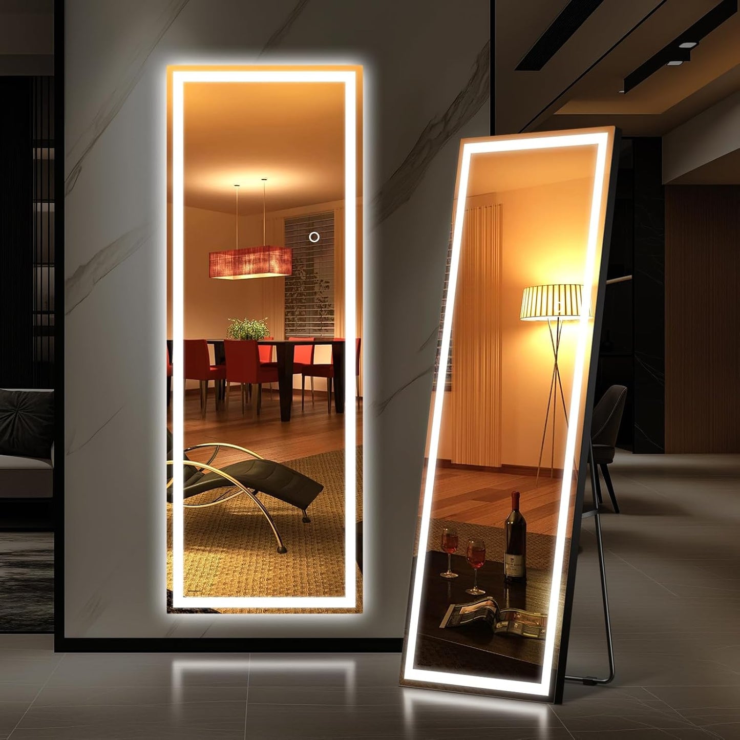 56x18 Full Length LED Mirror with Lights for Bedroom Use