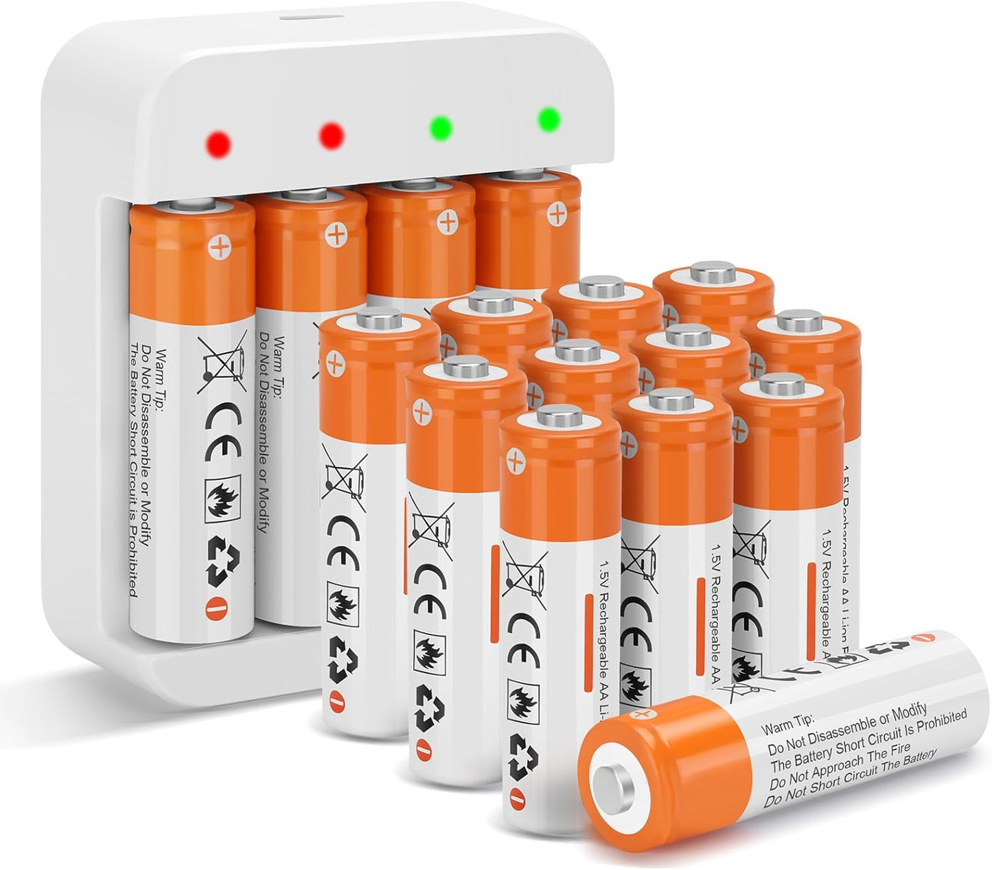 Long-Lasting Rechargeable AA Batteries with Fast Charger by Fitinoch
