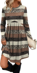 OFEEFAN Long Sleeve Empire Waist Tunic Dress with Pockets (Style C7HC)