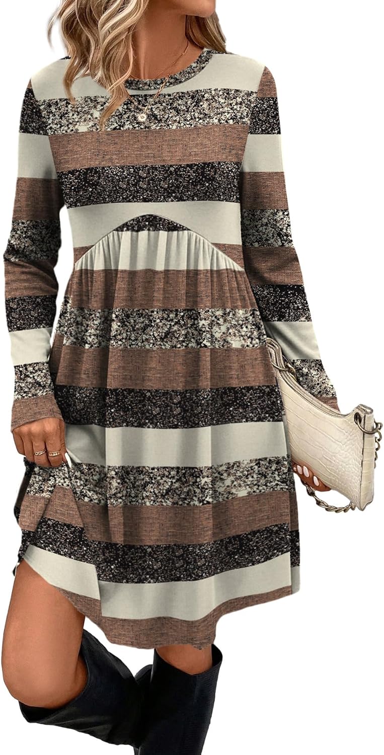 OFEEFAN Long Sleeve Dress for Women with Pockets and Comfort
