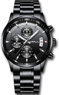 CRRJU Men's Fashion Stainless Steel Waterproof Chronograph Watch