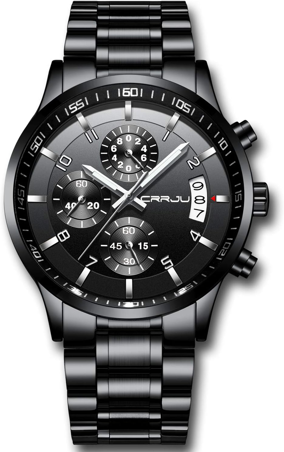 CRRJU Men's Fashion Stainless Steel Waterproof Chronograph Watch