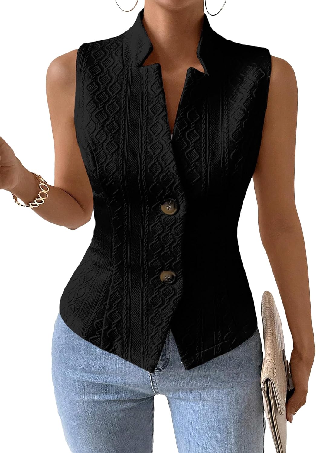 Mina Self Women's Winter Sleeveless Sweater Vest Top for Style