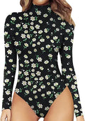 MANGOPOP Mock Turtle Neck Long Sleeve Bodysuit - Casual Everyday Fit