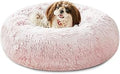 Faux Fur Donut Cuddler Pet Bed, Calming Self-Warming Round Bed - Pink