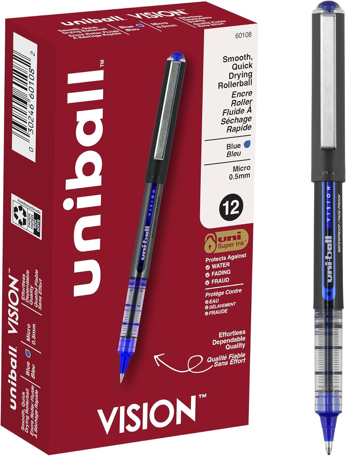 Uniball Vision Rollerball Pen 12 Pack for Smooth Writing