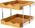 DINDON 2 Tier Wood Pull Out Cabinet Organizer (11in W x 18in D)
