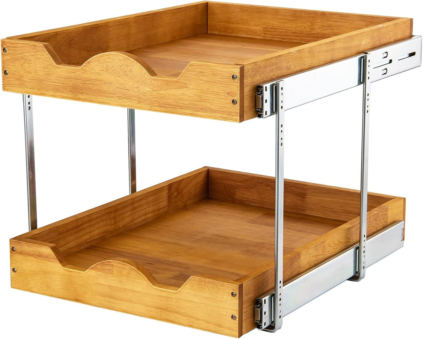 DINDON 2 Tier Wood Pull Out Cabinet Organizer for Easy Storage