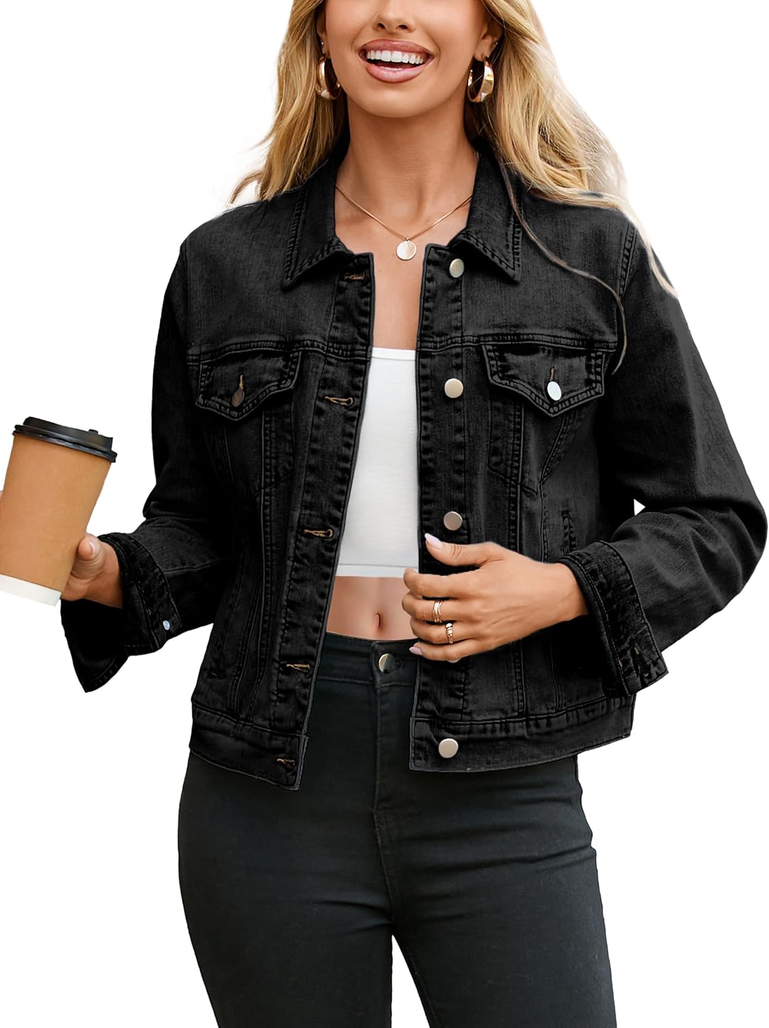 Trendy Long Sleeve Denim Jacket for Women - Glamaker Style