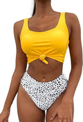 High Waisted Tankini Scoop Neck Two Piece Swimsuit - Flattering Fit