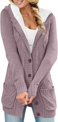 Sidefeel Women's Hooded Fleece Lined Cardigan Sweater (Style 2CMS)