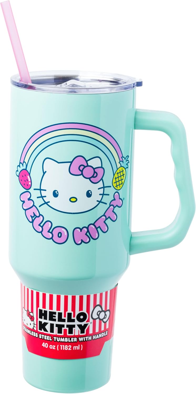 Hello Kitty Kawaii Strawberry Pineapple Tumbler with Handle