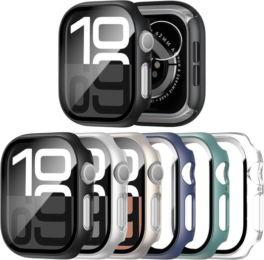 Ultra-Thin 6 Pack Apple Watch 46mm Case with Glass Screen Protector by JERXUN