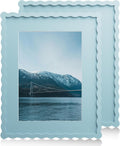 11x14 Wavy Picture Frame With Mat For 8x10 - Blue 2 Pack