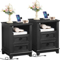 18 in Night Stands Set of 2 with Charging Station - Farmhouse