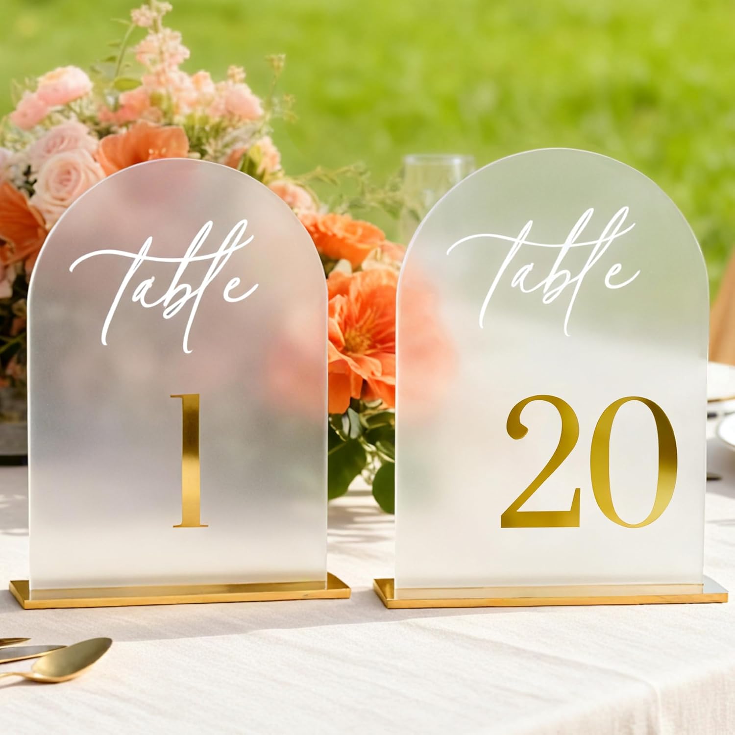 Frosted Arch Wedding Table Numbers 1-20 for Elegant Events