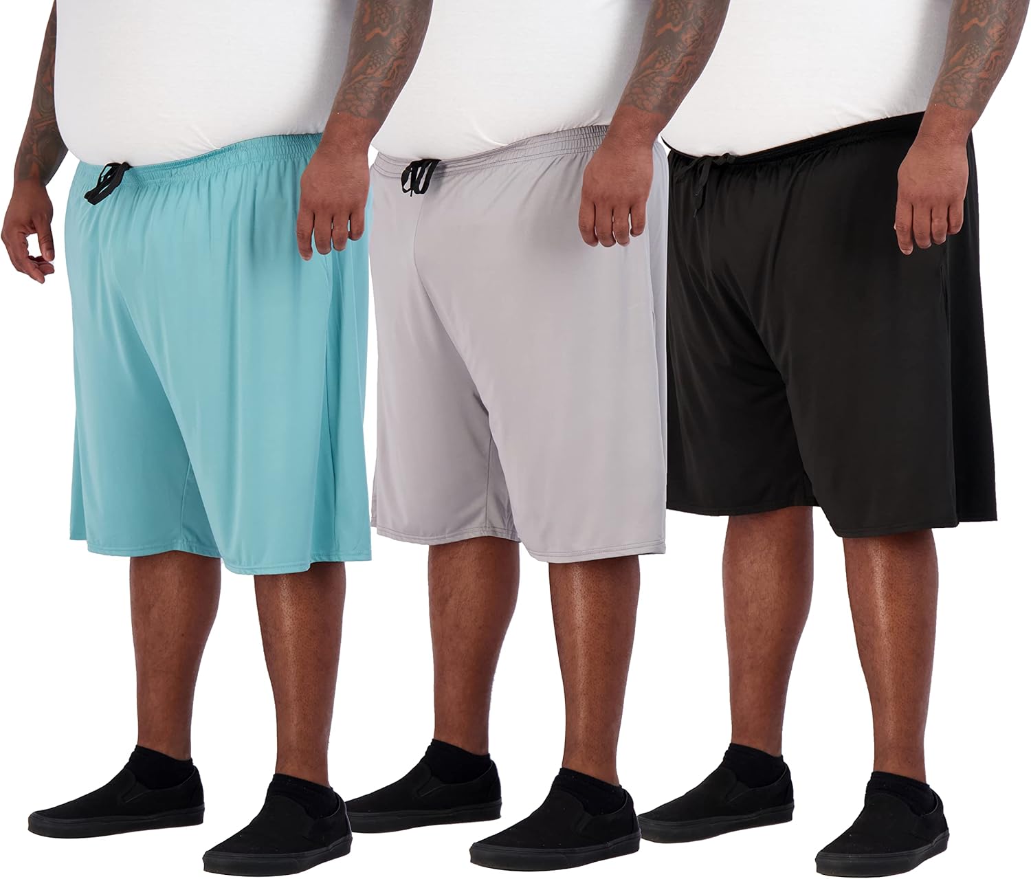 Real Essentials Men's Big & Tall Dry Fit Athletic Shorts 3-Pack
