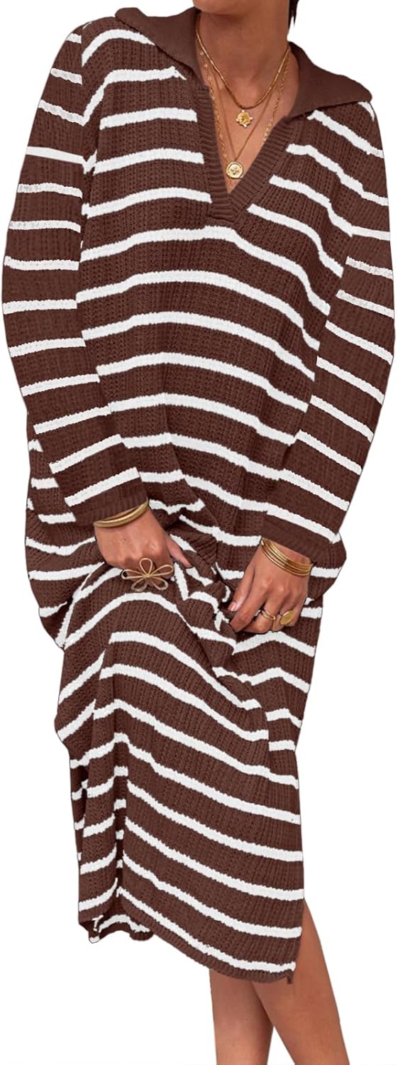 Saodimallsu Womens Striped Sweater Dress for Fall Fashion