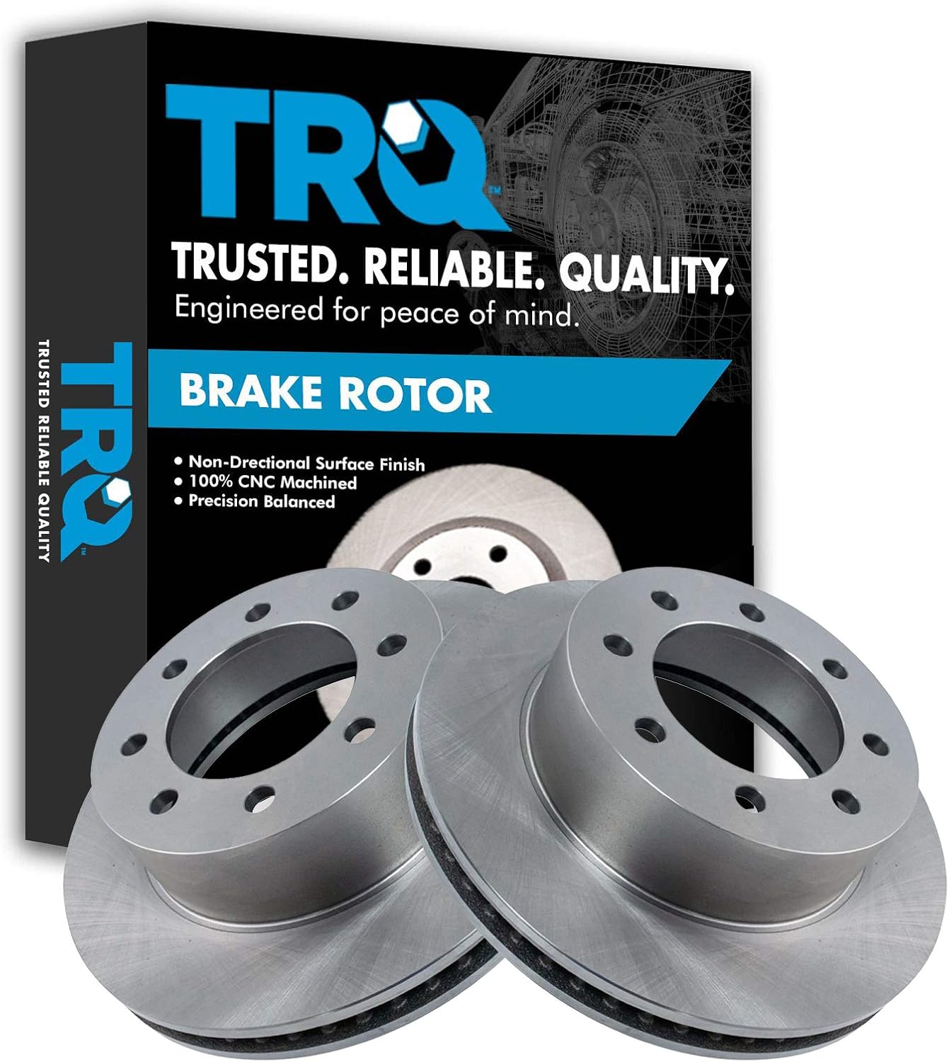 TRQ Front Brake Rotors Set Vented for Dodge Ram 1500 2500 3500