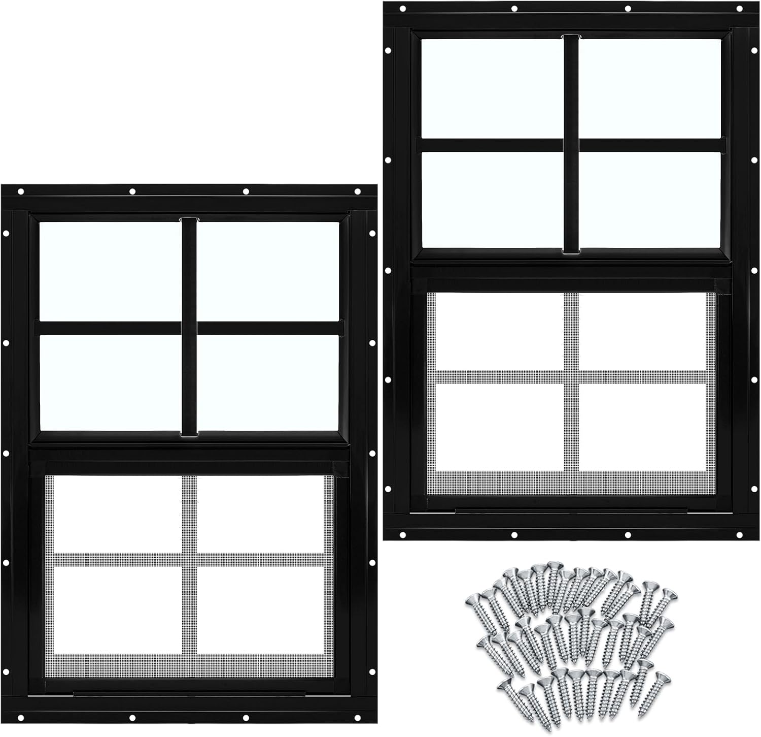Tandefio 14x21 Black Shed Windows with Frame for Outdoor Use