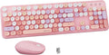 Colorful Wireless Keyboard and Mouse Combo (Pink) - Full-Sized Comfort