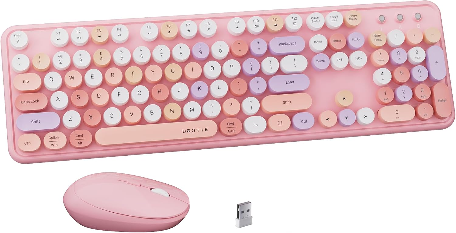 Colorful Wireless Keyboard and Mouse Combo for Vibrant Workspaces
