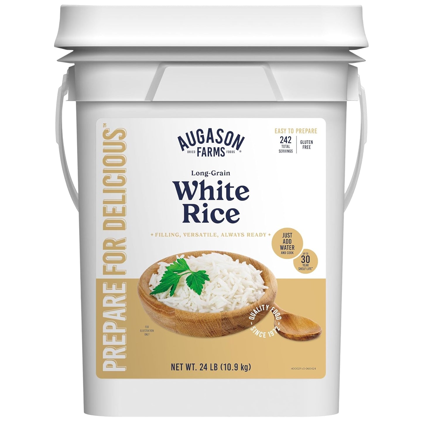 Augason Farms Long Grain White Rice for Emergency Food Supply