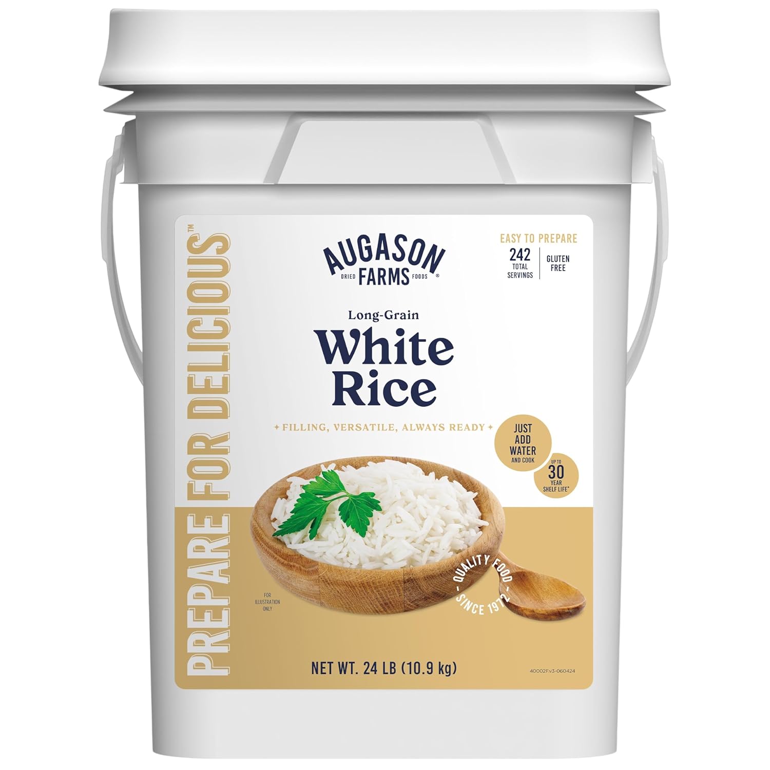 Augason Farms Long Grain White Rice for Emergency Food Supply
