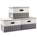 PRANDOM Large Collapsible Storage Bins with Lids 3-Pack - Foldable