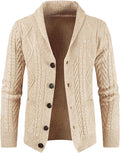 Men's Wool Blend Cardigan Sweater - Slim Shawl Collar, Button Pullover