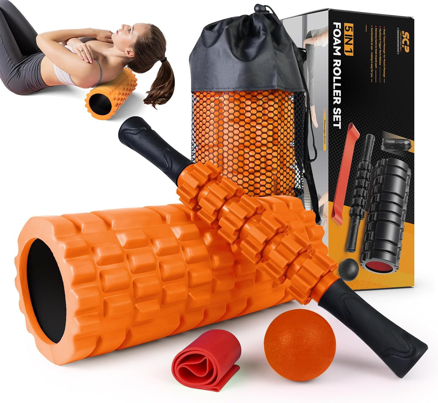 5 in 1 Foam Roller Set for Deep Tissue Muscle Massage Relief