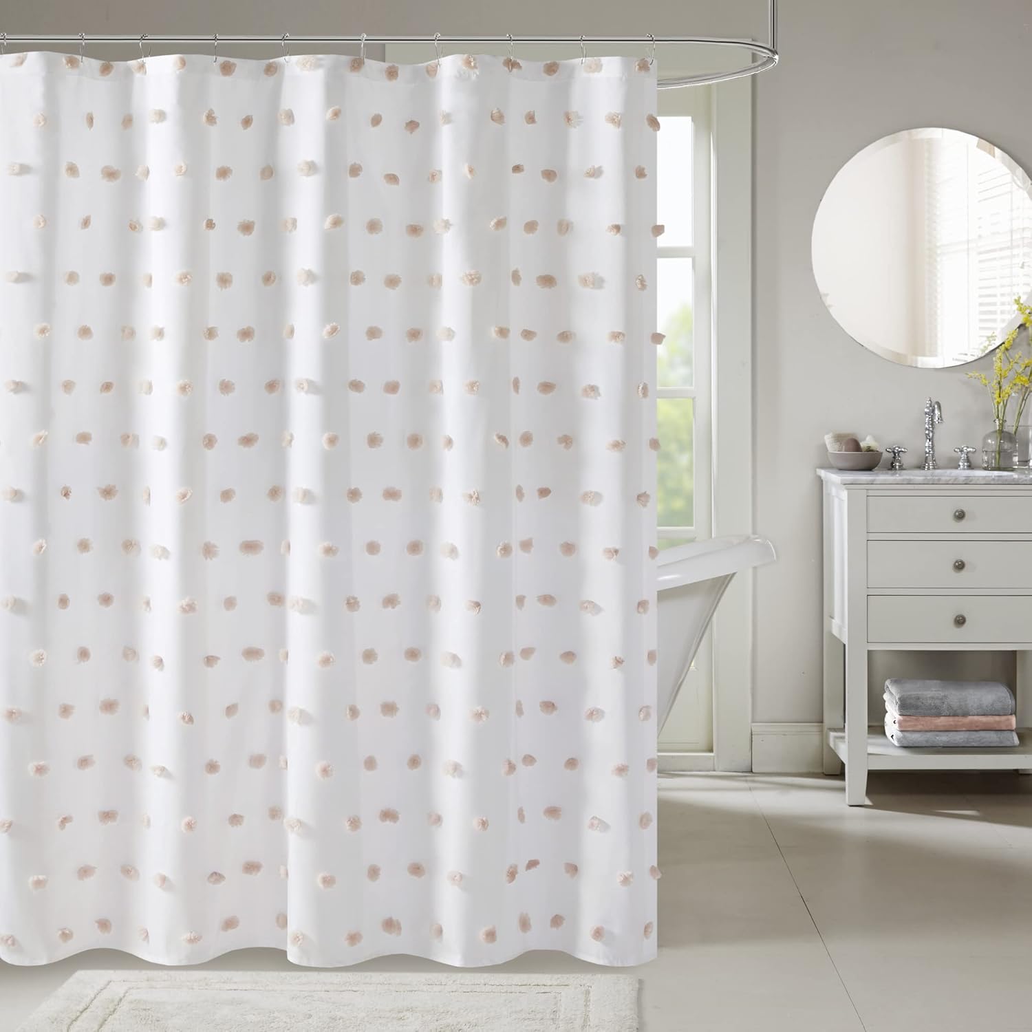 Sophie Pom-Pom Shower Curtain - Modern Elegance!