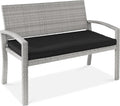 Outdoor Wicker Bench 2-Person Patio Seating - 700lb Capacity