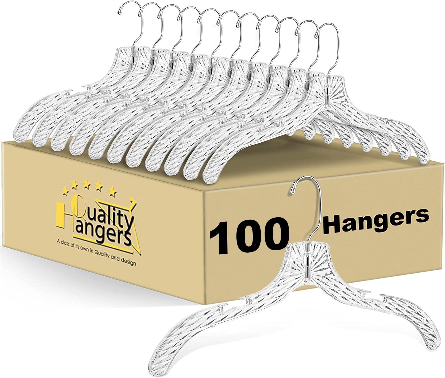 Clear Cut Plastic Hangers 100 Pack for Shirts Coats Dresses