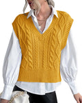 Sweater Vest for Women V Neck Ribbed Knit - Soft Cotton Blend