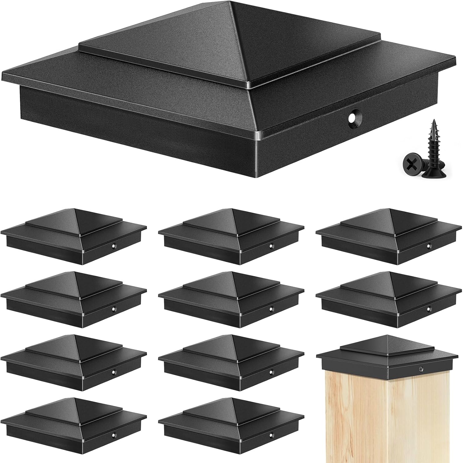 4x4 Aluminum Pyramid Post Caps for 3.5in x 3.5in Wood Posts