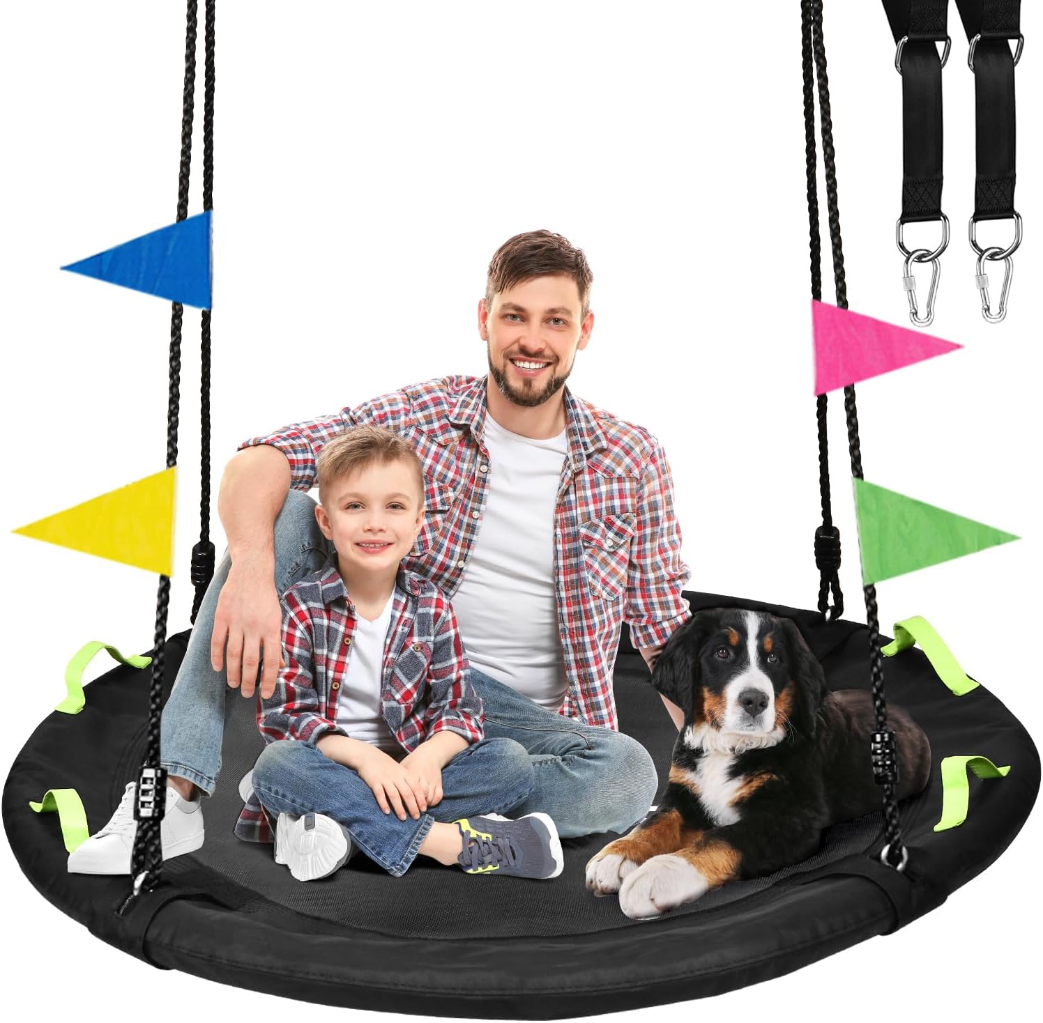 48 Inch Tree Swing for Family Fun, 900lbs Capacity, Black