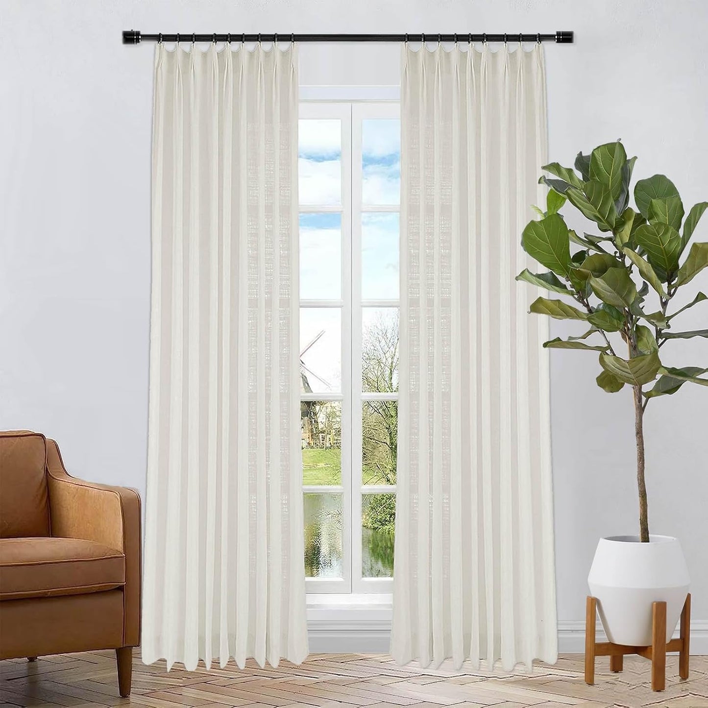 Light Filtering Linen Curtain Panel - Elegant & Functional