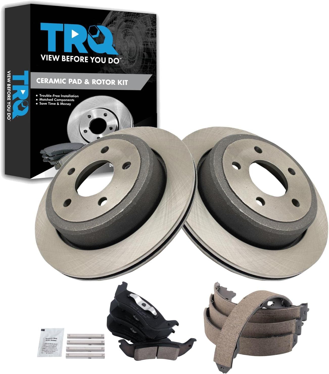 TRQ Rear Ceramic Brake Pad & Rotor Kit for 2010-2011 Ford Ranger