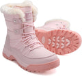 Womens Foldable Snow Boots with Faux Fur Collar - Warm, Waterproof